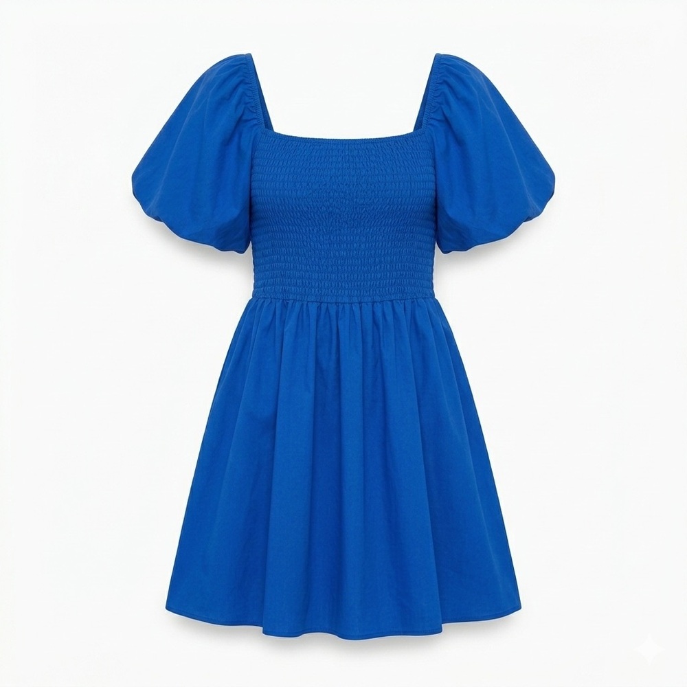 Kirando Puff Sleeve Smocked Mini Dress XL